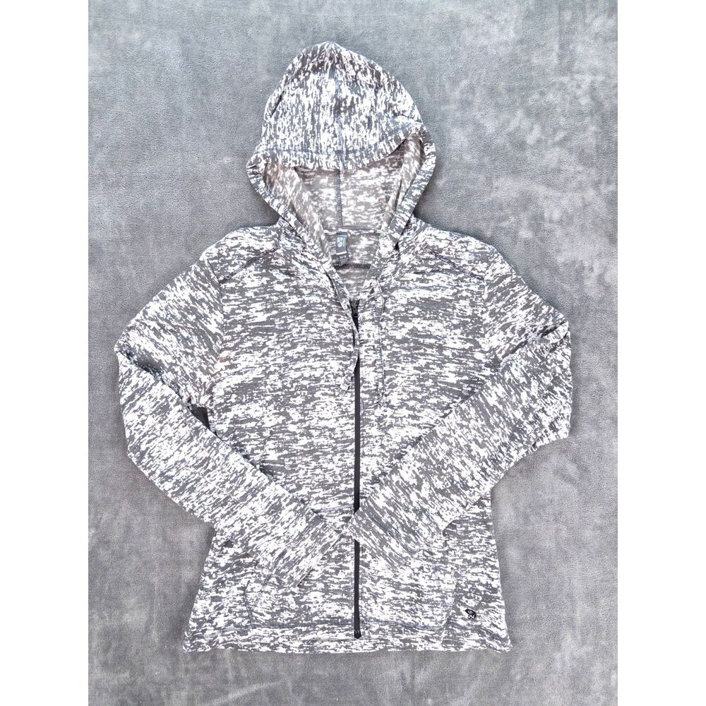 Mountain Hardwear Full Zip Hoodie Medium Gray White Mottled Lightweight Gorpcore